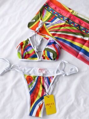 Multicolor Striped Bikini Set